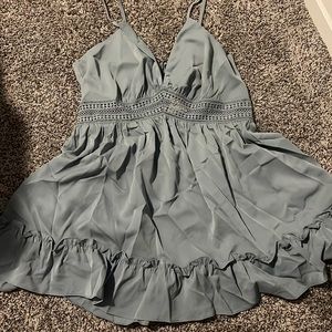 Cider dress in teal with lace